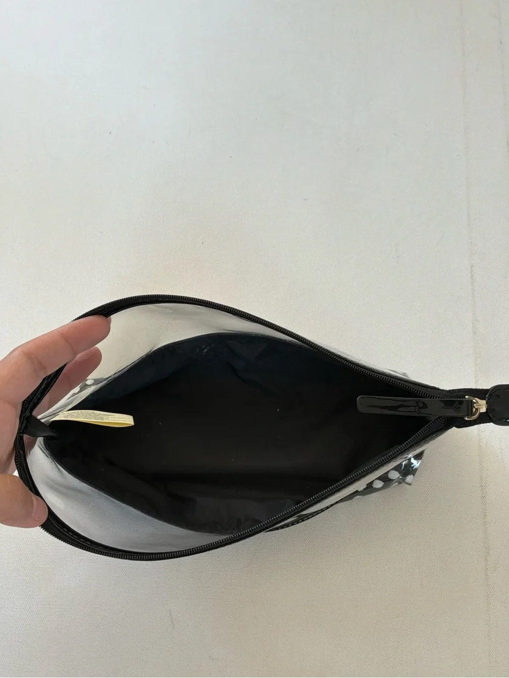 Kate Spade New York Black White Polka Dot Clear Vinyl Cosmetic Travel Makeup Bag